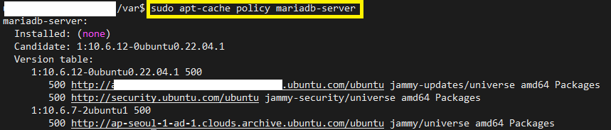 MariaDB 설치 가능 패키지 정보 알아보기