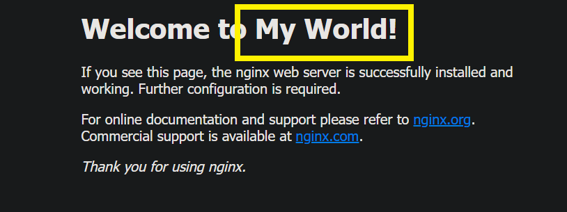 Nginx 기본 화면 수정 결과